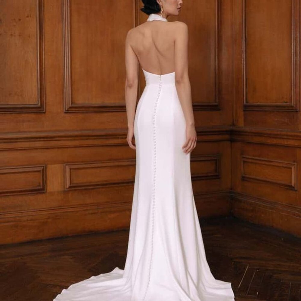 Jenny Yoo Justine Wedding Gown Size 12 NEW Crepe - Picture 8 of 10